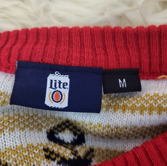 ❤️ Miller Lite Beer Snowflake Reindeer Holiday Knit Ugly Christmas Sweater - Picture 2 of 4